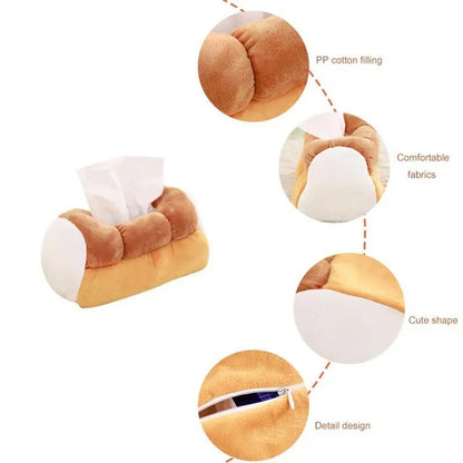 毛绒新奇面包纸巾盒，10英寸 | 25厘米