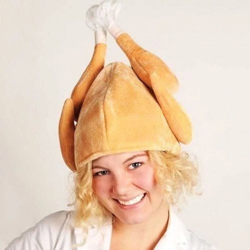 Plush Novelty Roasted Turkey Hat, 10" | 25 cm