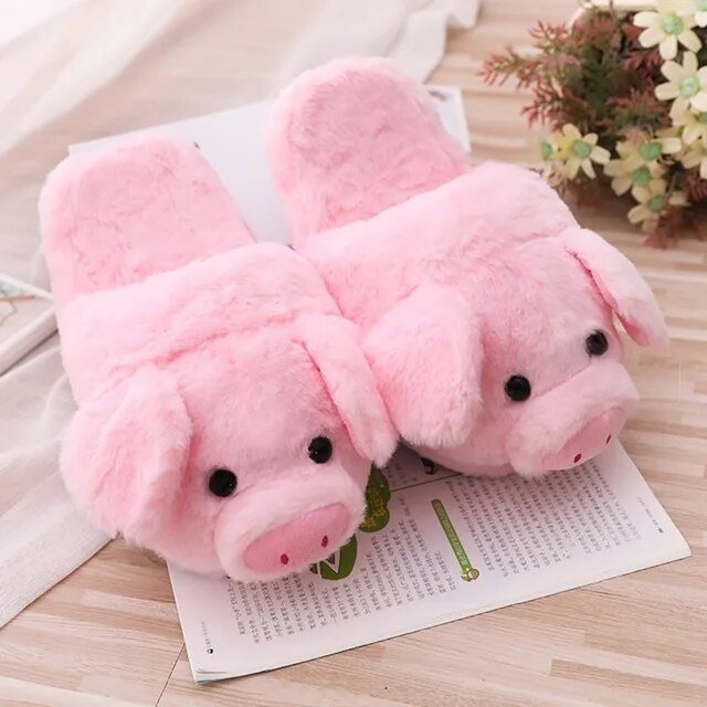 Plush Pig Children's Slippers,  Children's Size 7 Plushie Produce