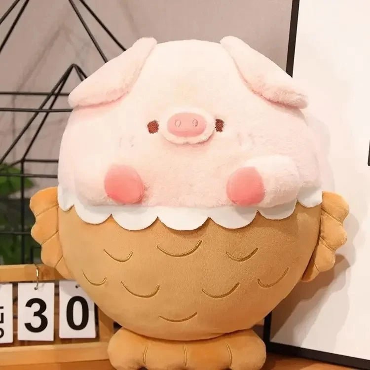 Cerdito de peluche en postre Taiyaki, 14-22 | 35-55 centímetros