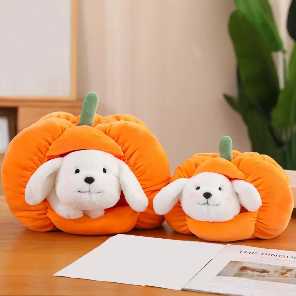 Plushie Pumpkin with Removable Dog or Cat, 8-12" | 20-30 cm