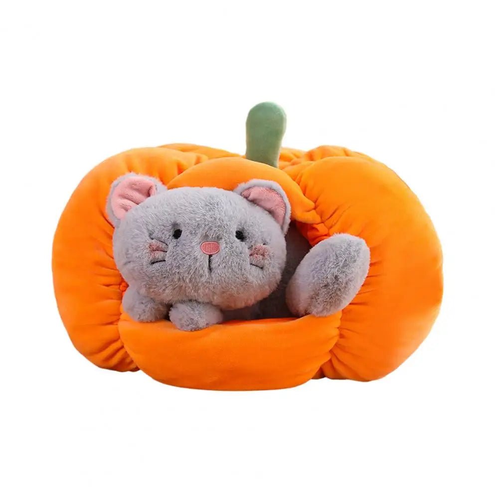 Plushie Pumpkin with Removable Dog or Cat, 8-12" | 20-30 cm