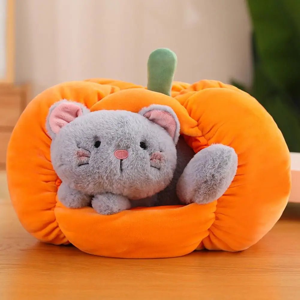 Plushie Pumpkin with Removable Dog or Cat, 8-12" | 20-30 cm