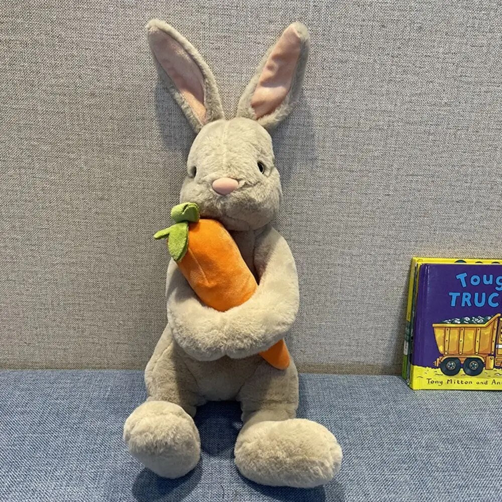 Plush Rabbit Holding a Carrot, Two Colors, 8" | 20 cm