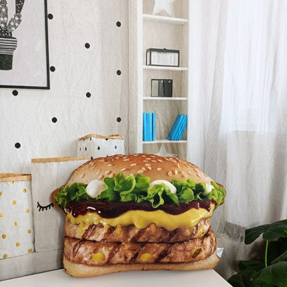 Realistic 2-in-1 Plush Hamburger Pillow with Blanket - Plush Produce