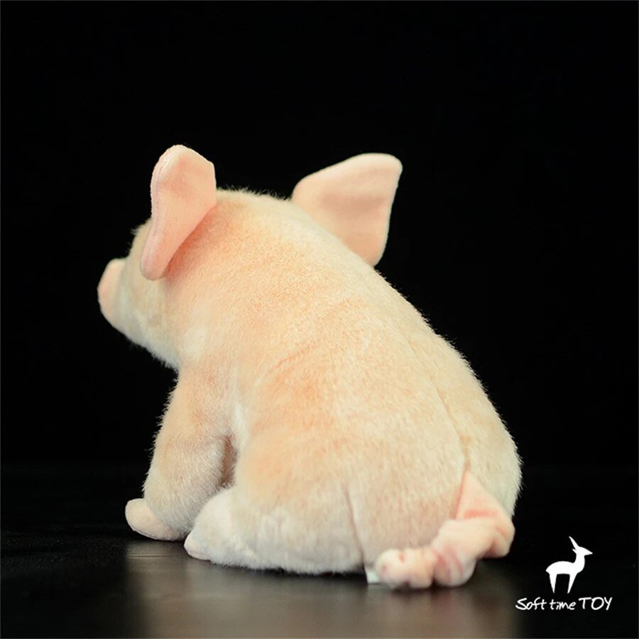 Plush Realistic Sitting Pig, Two Colors, 7" | 18 cm
