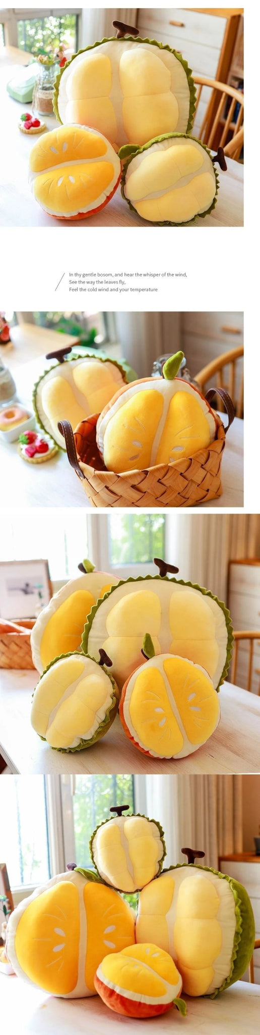 Plush Lifelike Sliced Orange/Durian, 6-11" | 16-27 cm