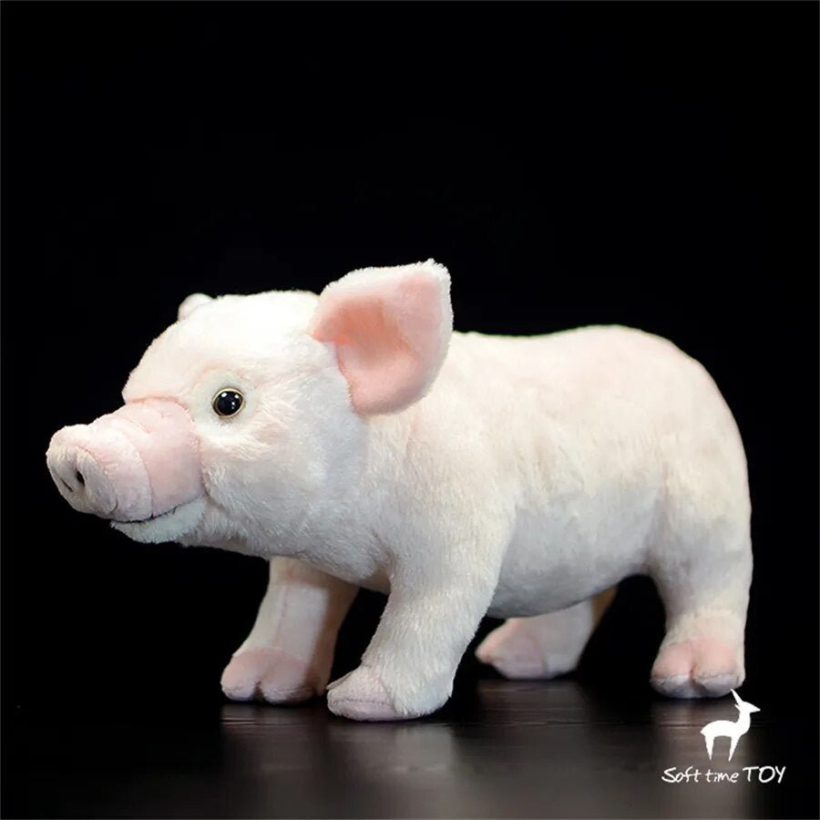 Plush Realistic Standing Pink Pig, 14" | 35 cm