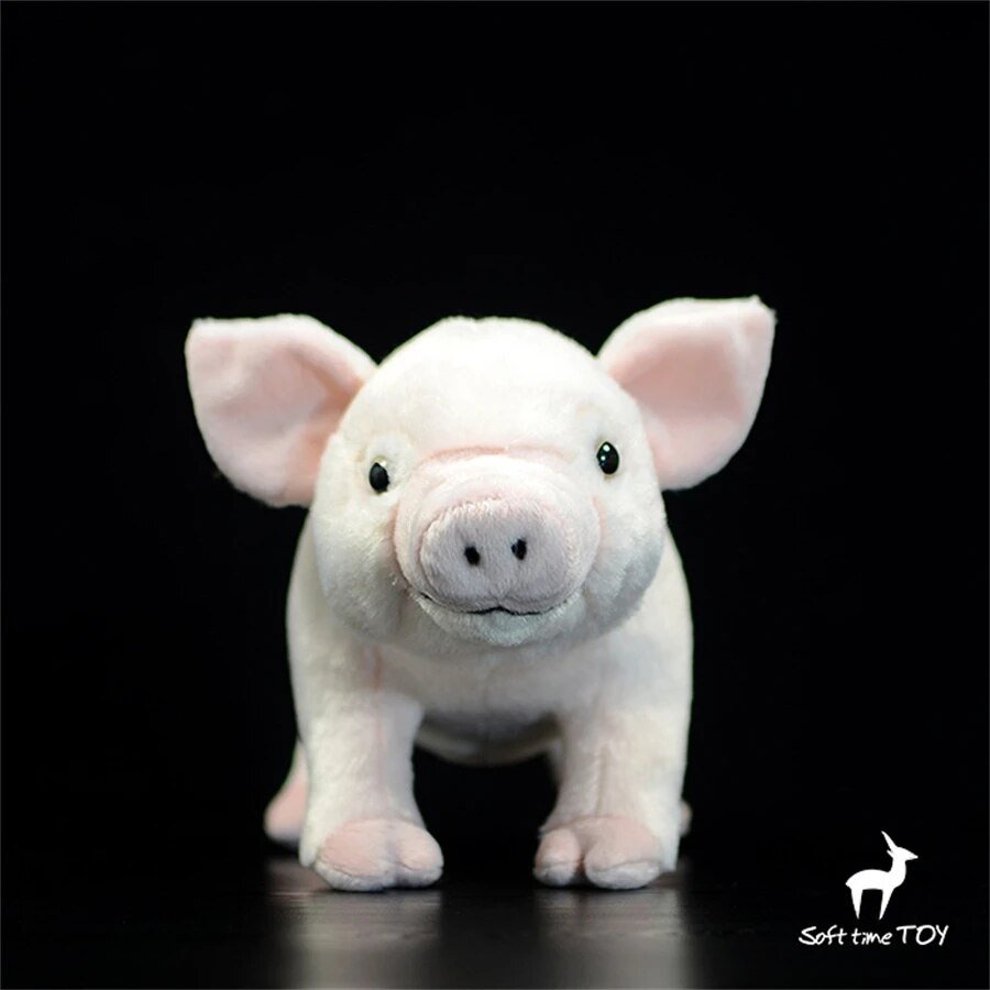Plush Realistic Standing Pink Pig, 14" | 35 cm