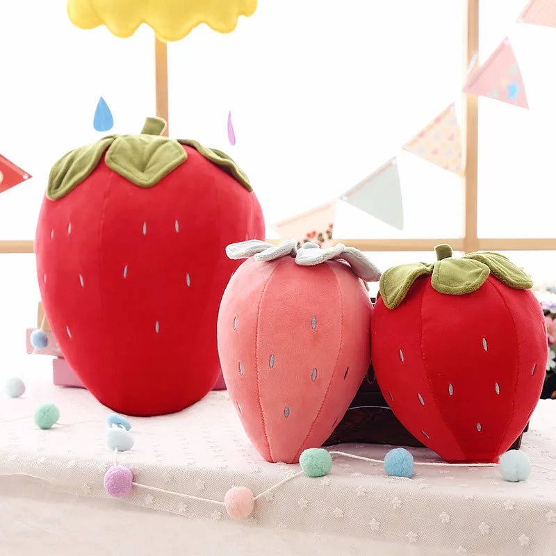 Realistic Strawberry Plushie, Two Colors, 8" | 20 cm