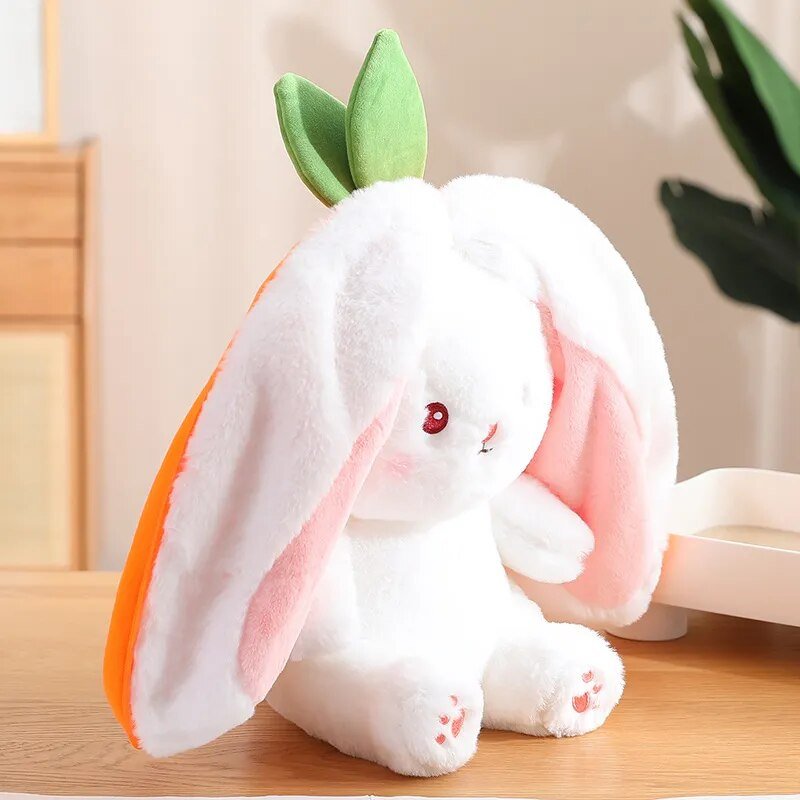 Animal en peluche réversible Lapin en fraise ou en carotte, 7-14" | 18-35 cm