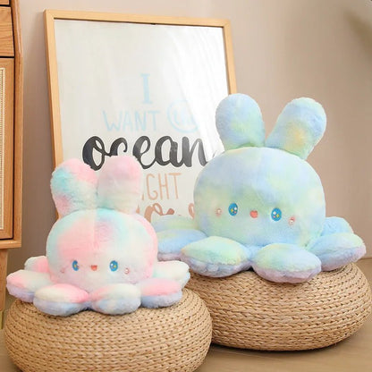 Plush Reversible Tie-Dye Rabbit Octopus Plushie Produce