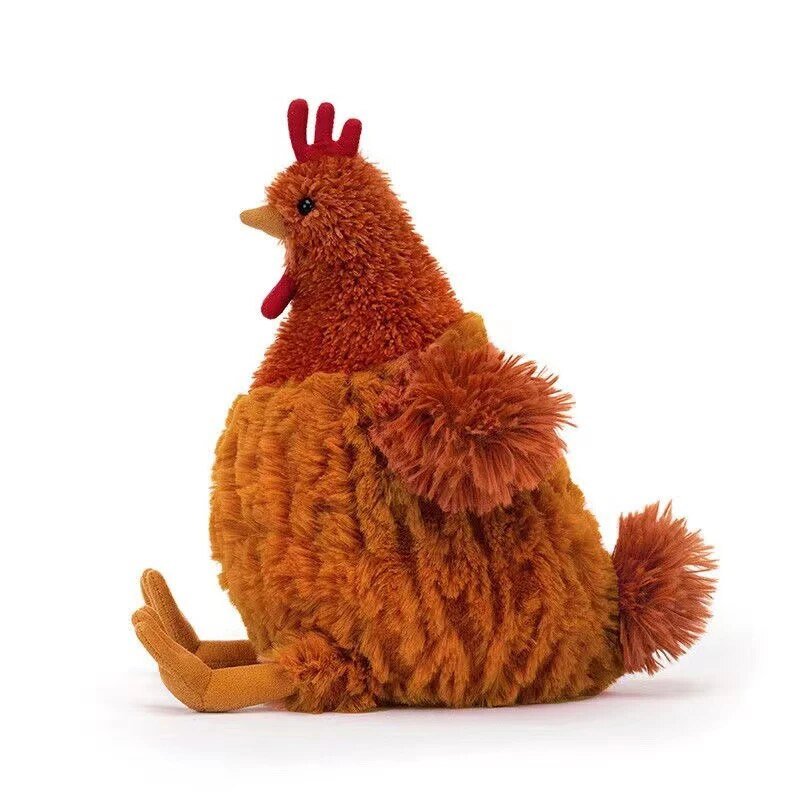 Plush Lifelike Brown Sitting Chicken, 9" | 23 cm