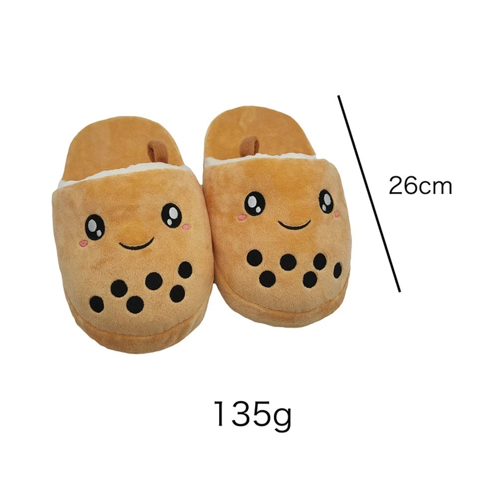 Plush Small Bubble Tea Slippers, Children's Size 6 Plushie Produce