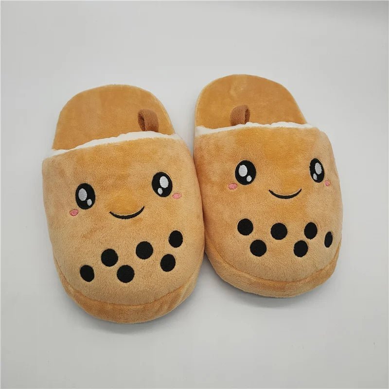 Plush Small Bubble Tea Slippers, Children's Size 6 Plushie Produce