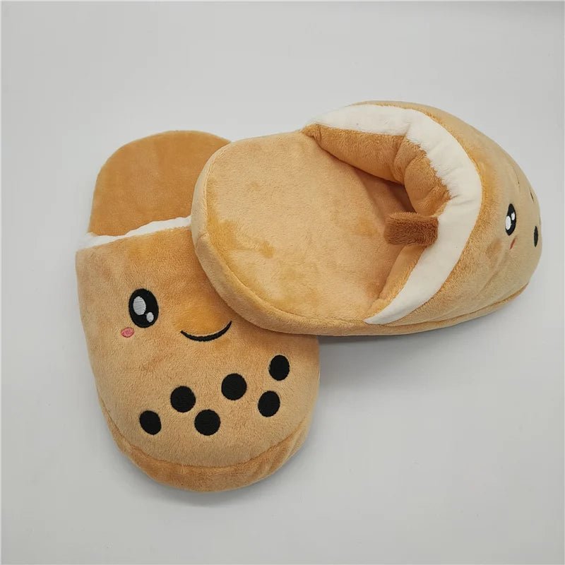 Plush Small Bubble Tea Slippers, Children's Size 6 Plushie Produce