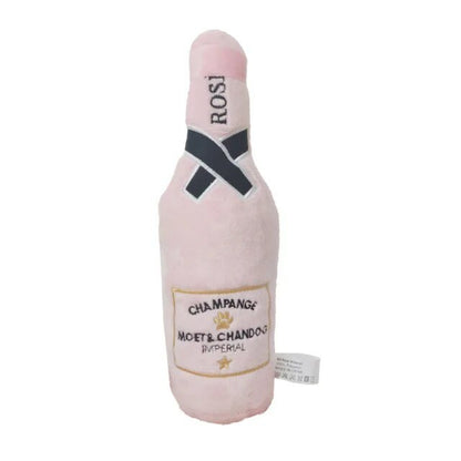 Plushie Squeaky Chew Toy Champagne Bottle, 9" | 22 cm