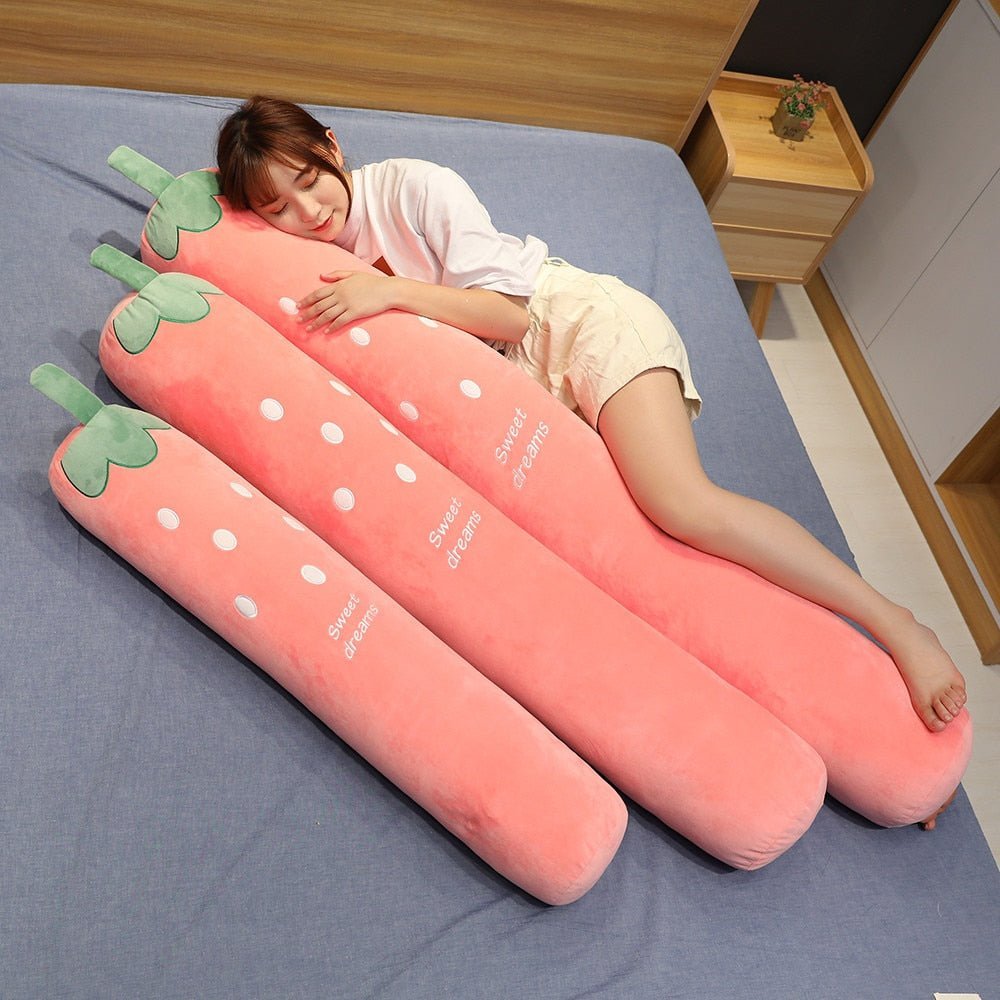 Plush Strawberry Body Pillow, 3.3-4.3' | 100-130cm Plushie Produce