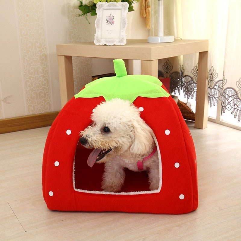 Plush Strawberry Pet Bed- For Hamsters to Small Dogs Plushie Produce