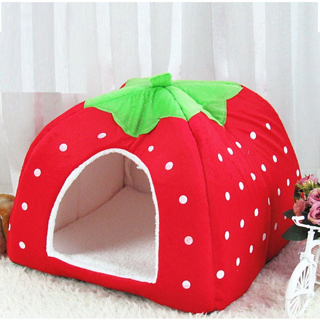 Plush Strawberry Pet Bed- For Hamsters to Small Dogs Plushie Produce