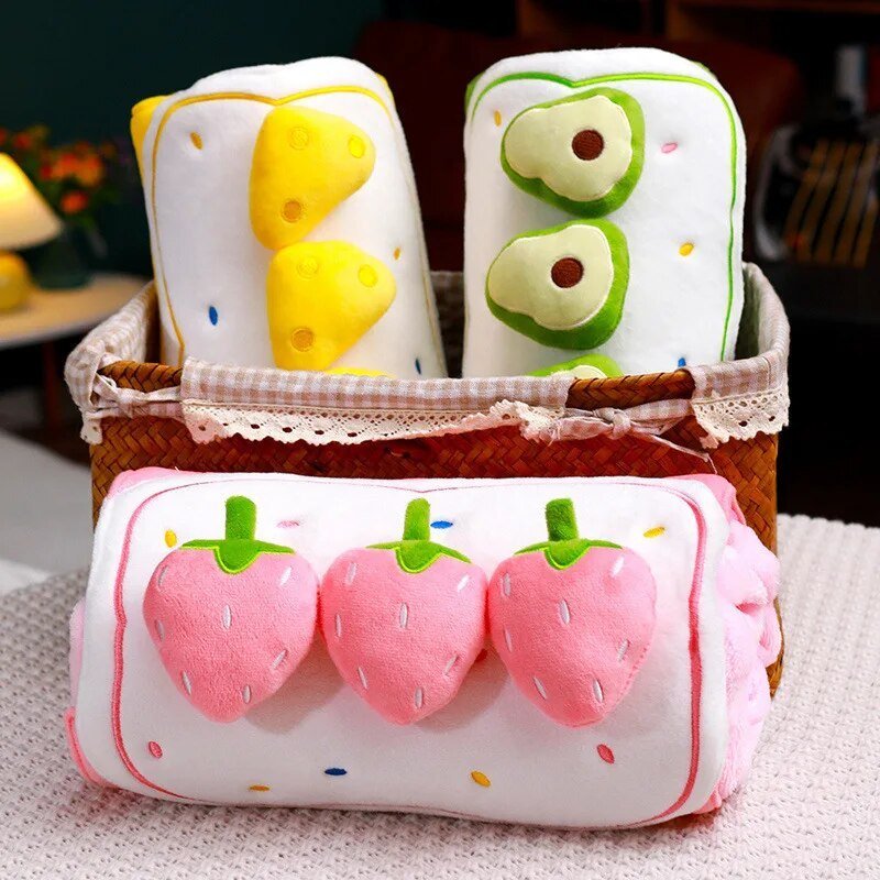 Plush Strawberry/Cheese/Avocado Blanket, 3.3-4.9' | 100-150cm Plushie Produce