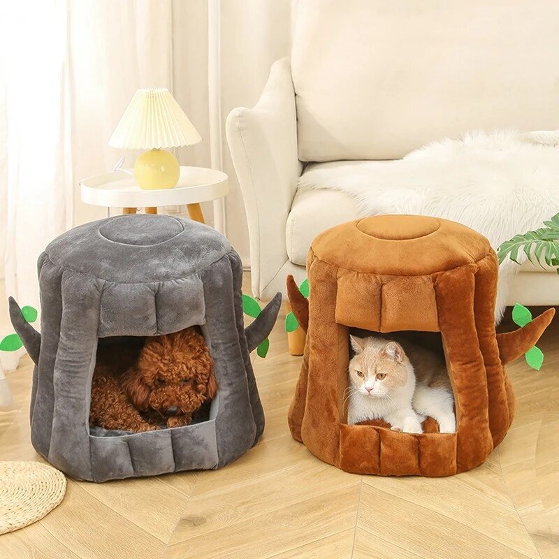 Plush Stump Pet Bed for Cats and Small Dogs, 20" | 50 cm