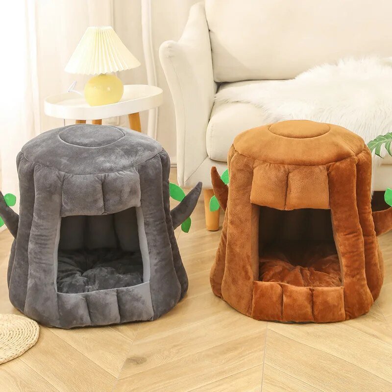 Plush Stump Pet Bed for Cats and Small Dogs, 20" | 50 cm