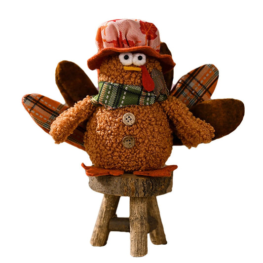 Plush Autumn Turkey Holiday Decor, Two Styles, 6" | 15 cm