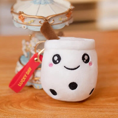 Plushie Bubble Tea Keychain, 12 Varieties, 4" | 10 cm plush toy – – white open – Image 13 | Plushie Produce