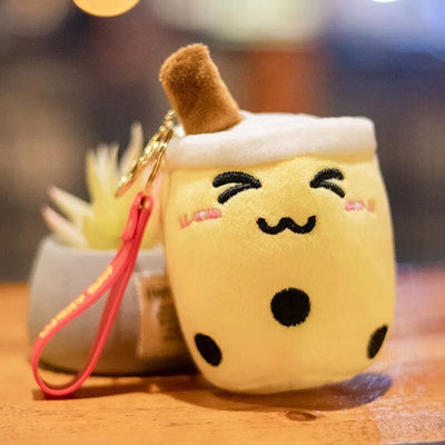 Plushie Bubble Tea Keychain, 12 Varieties, 4" | 10 cm plush toy – – yellow close – Image 5 | Plushie Produce