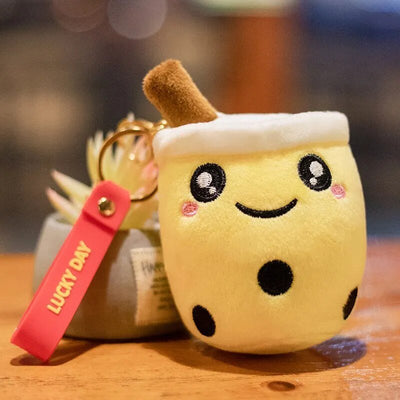 Plushie Bubble Tea Keychain, 12 Varieties, 4" | 10 cm plush toy – – yellow open – Image 7 | Plushie Produce
