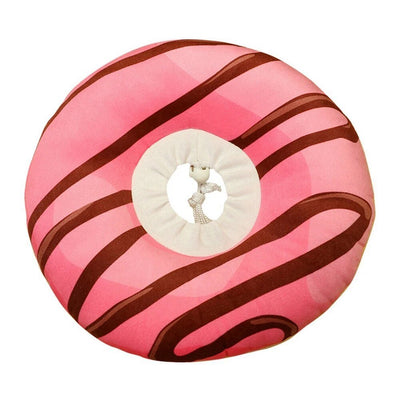 Plushie Donut Recovery Collar, Five Styles, For Pets to 19 lbs. (9 kg) plush toy – – Pink/Brown – Image 2 | Plushie Produce