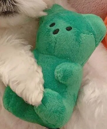 Plushie Gummy Bear Squeaky Chew Toy, 5 Colors, 4" | 11 cm plush toy – – Green – Image 9 | Plushie Produce