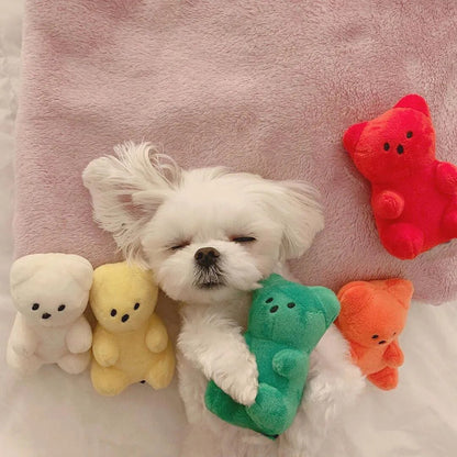 Plushie Gummy Bear Squeaky Chew Toy, 5 Colors, 4" | 11 cm plush toy – – – Image 3 | Plushie Produce