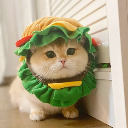Plushie Hamburger Pet Hat, 3 Sizes, For Pets to 44 lbs (20 kg) plush toy – – – Image 2 | Plushie Produce