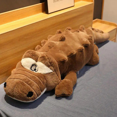 Plushie Jumbo Cartoon Cross-Eyed Crocodile, 4 colors, 3-4.9' | 90-150 cm plush toy – – Brown – Image 2 | Plushie Produce