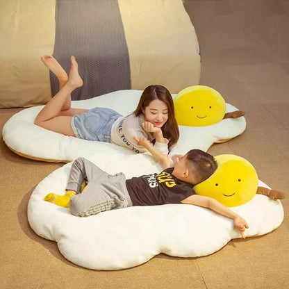 Plushie Jumbo Fried Egg Floor Cushion, 4.3-5.6' | 1.3-1.7 m plush toy – – – Image 2 | Plushie Produce