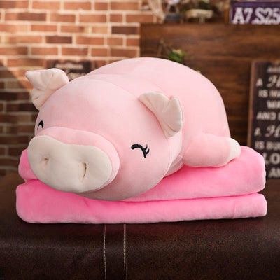 Plushie Jumbo Marshmallow Pig with Optional Blanket, 18-30" | 45-75 cm plush toy – – pink closed eyes – Image 3 | Plushie Produce