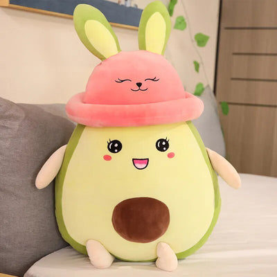 Plushie Jumbo Rabbit Avocado with Pink Hat, 31" | 80 cm plush toy – – – Image 5 | Plushie Produce