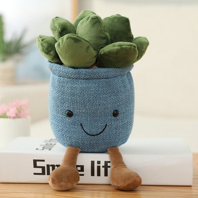 Plushie Potted Cartoon Succulents, 3 Colors, 10" | 25 cm plush toy – – Blue – Image 3 | Plushie Produce