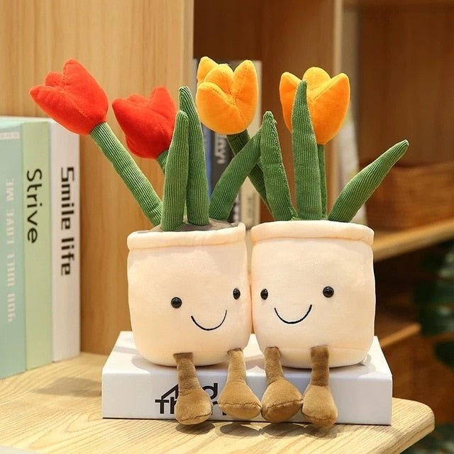 Plushie Potted Cartoon Tulips, Five Colors, 10" | 25 cm plush toy – – – Image 10 | Plushie Produce