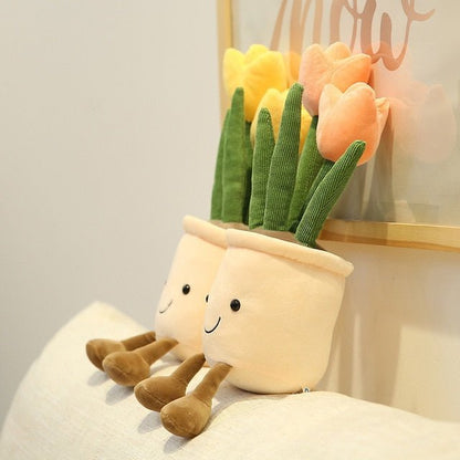 Plushie Potted Cartoon Tulips, Five Colors, 10" | 25 cm plush toy – – – Image 2 | Plushie Produce