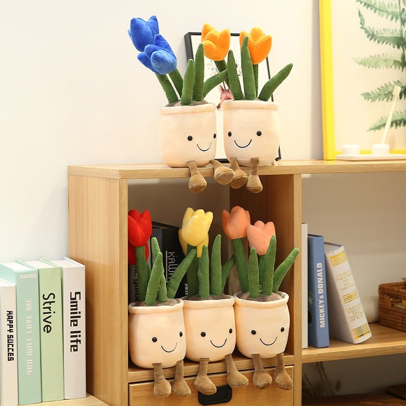 Plushie Potted Cartoon Tulips, Five Colors, 10" | 25 cm plush toy – – – Image 6 | Plushie Produce