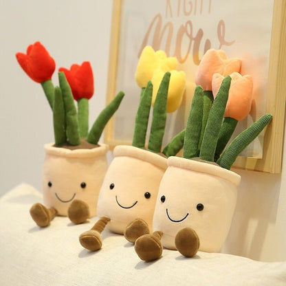 Plushie Potted Cartoon Tulips, Five Colors, 10" | 25 cm plush toy – – – Image 8 | Plushie Produce