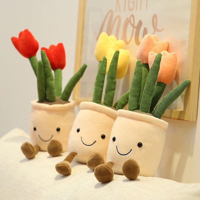 Plushie Potted Cartoon Tulips, Five Colors, 10" | 25 cm plush toy – – – Image 8 | Plushie Produce