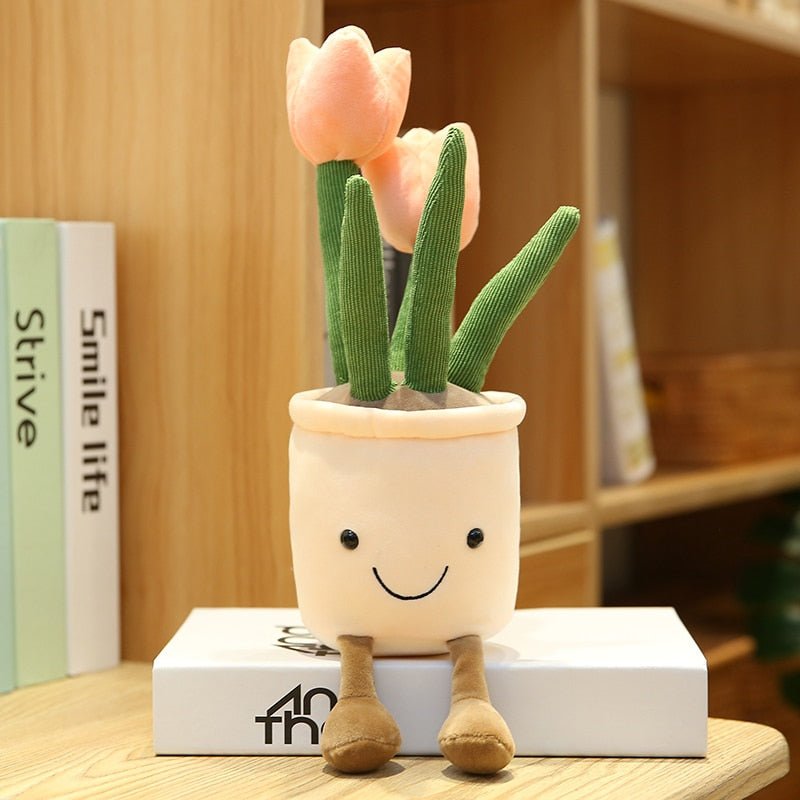 Plushie Potted Cartoon Tulips, Five Colors, 10" | 25 cm plush toy – – pink tulip – Image 12 | Plushie Produce