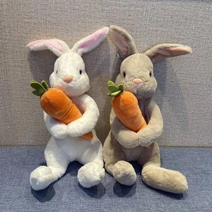 Plushie Rabbit Holding a Carrot, Two Colors, 8" | 20 cm plush toy – – – Image 1 | Plushie Produce