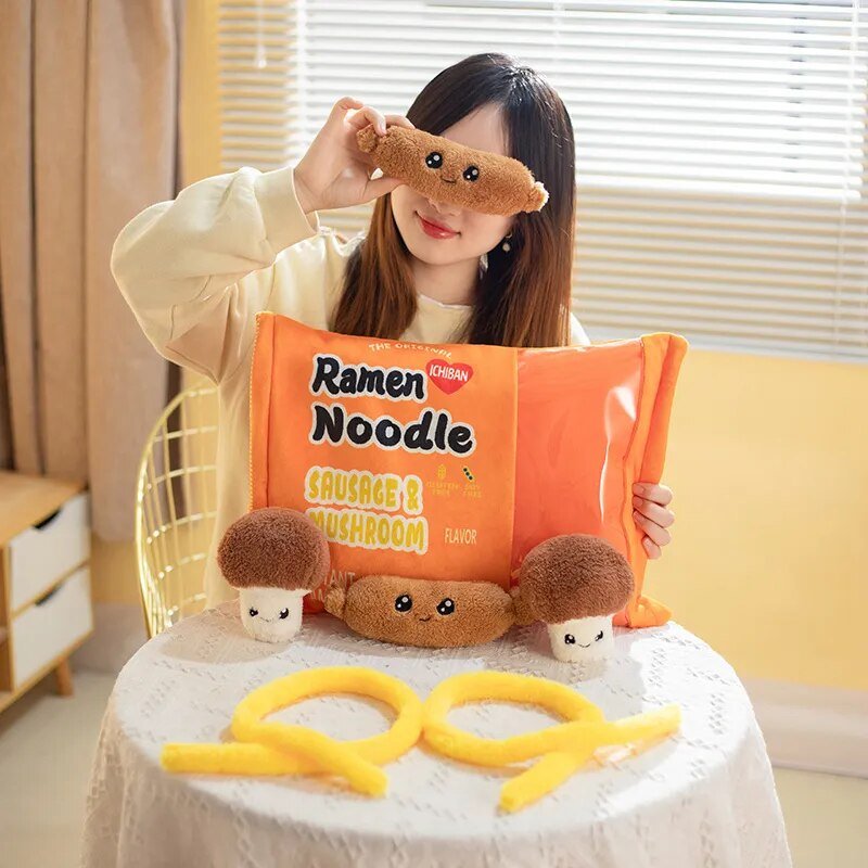 Plushie Ramen Noodle Bag with Contents, Two Colors, 18" | 45 cm plush toy – – – Image 5 | Plushie Produce