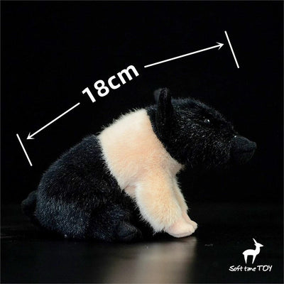 Plushie Realistic Sitting Pig, Two Colors, 7" | 18 cm plush toy – – Black and Pink – Image 2 | Plushie Produce