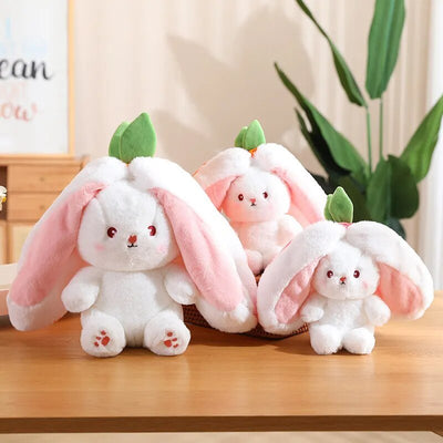 Reversible Rabbit Stuffed Animal in a Strawberry or Carrot, 7-14" | 18-35 cm plush toy – – – Image 10 | Plushie Produce